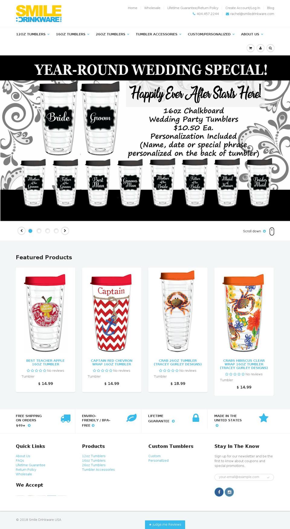 smiledrinkwarewholesale.com shopify website screenshot