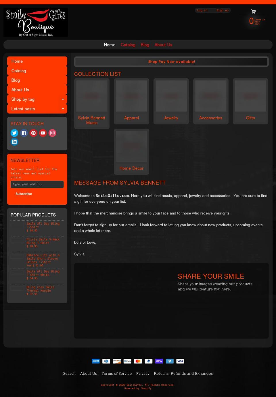 smilegifts.com shopify website screenshot