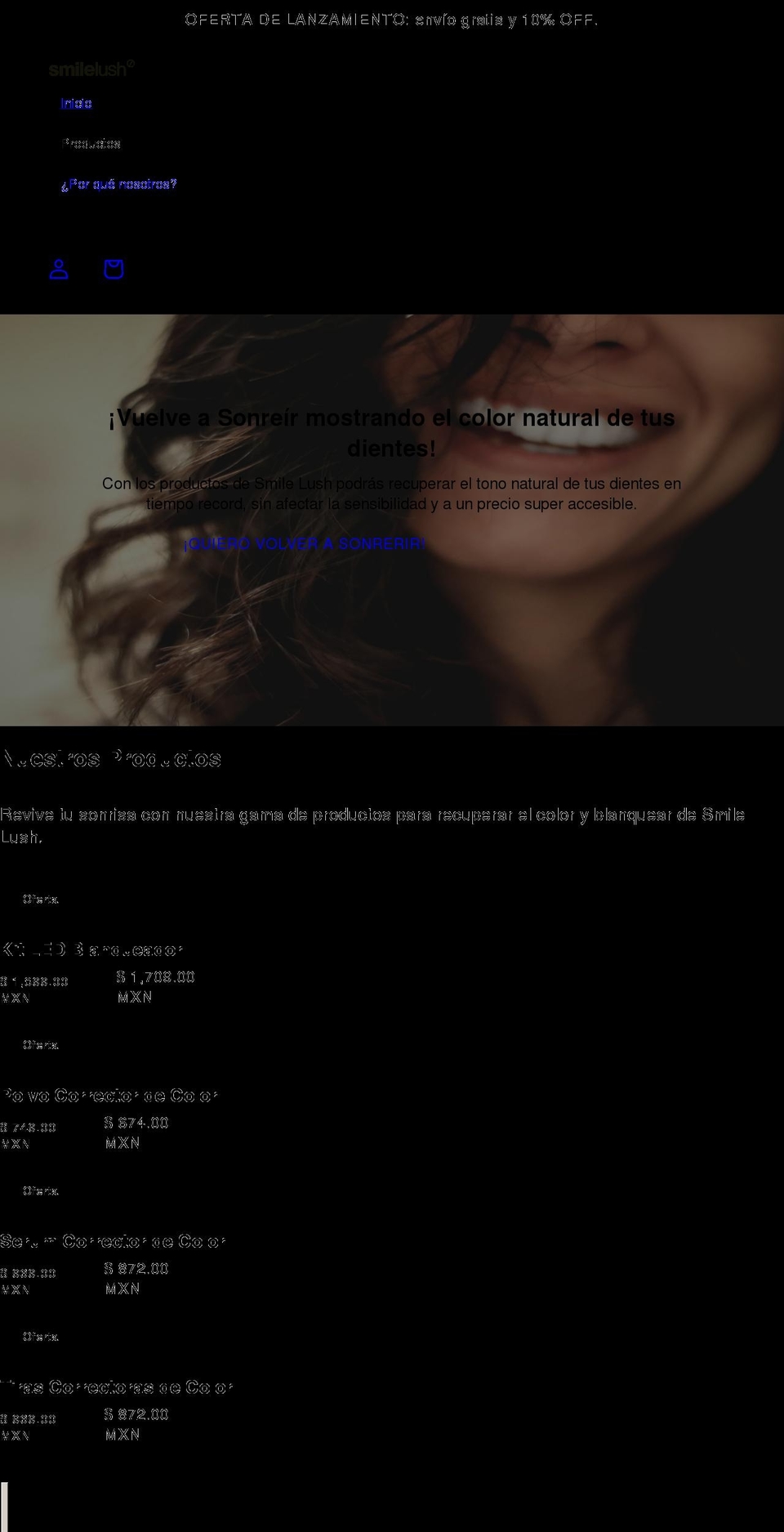 smilelush.com shopify website screenshot