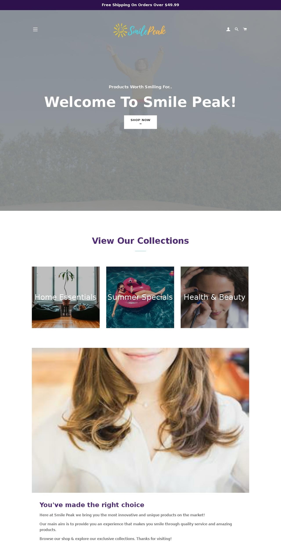 smilepeak.com — Shopify storefront screenshot