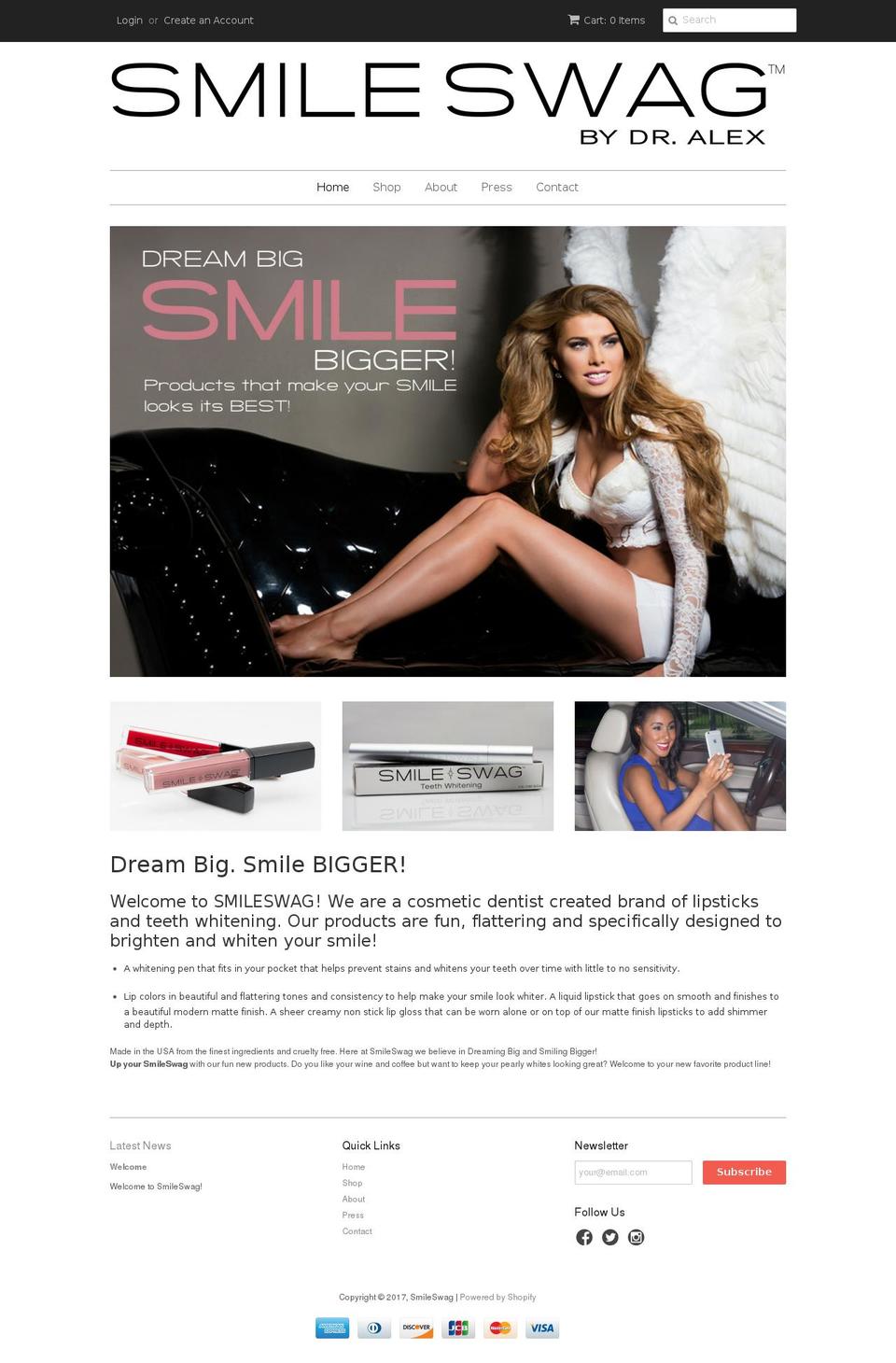 smileswag.com shopify website screenshot