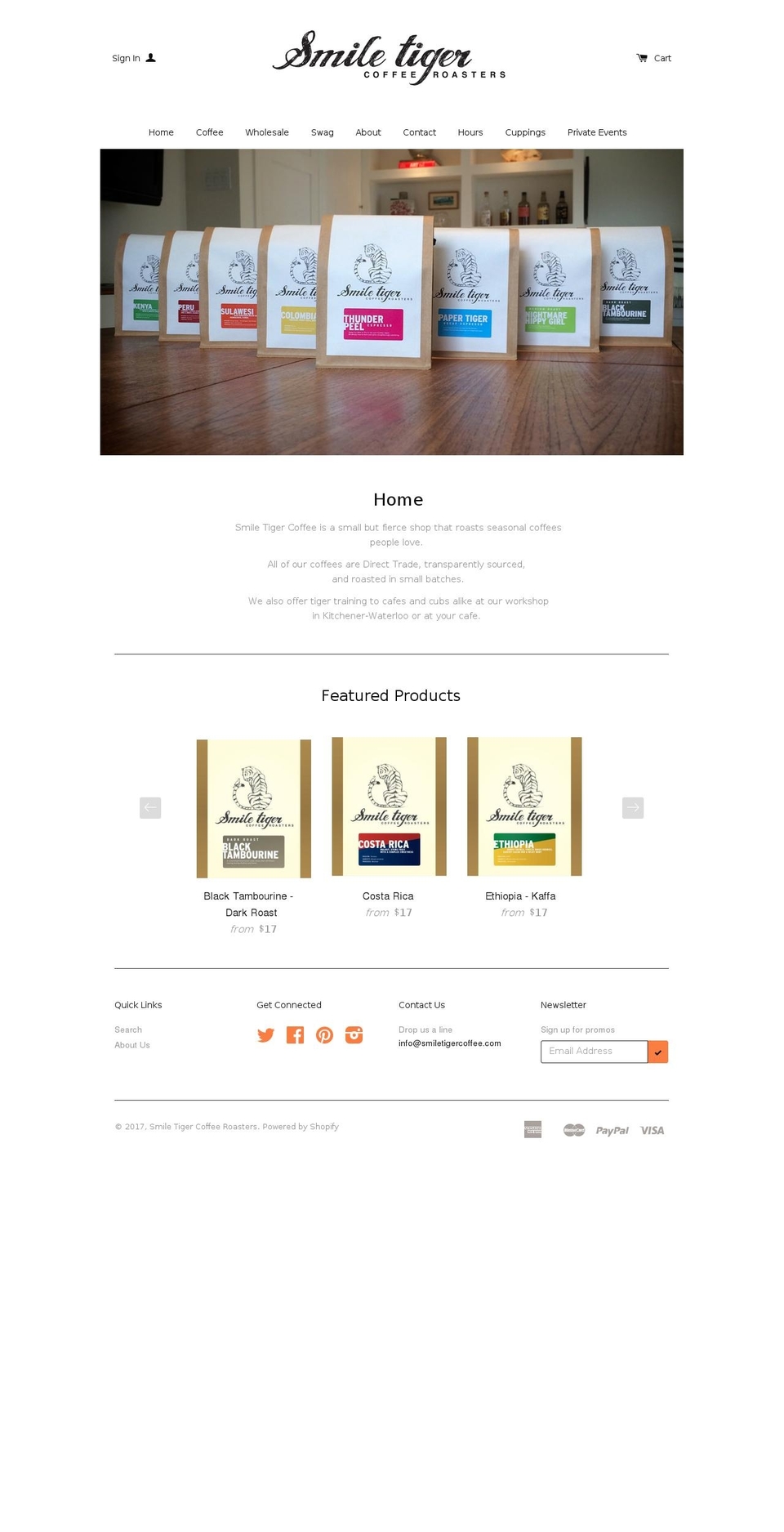 smiletigercoffee.com shopify website screenshot