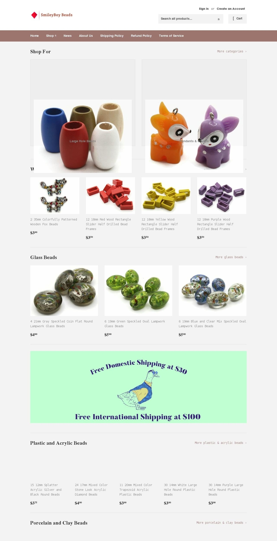 smileyboybeads.com shopify website screenshot