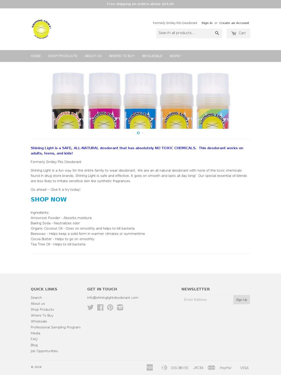 smileypitsdeodorant.com — Shopify storefront screenshot