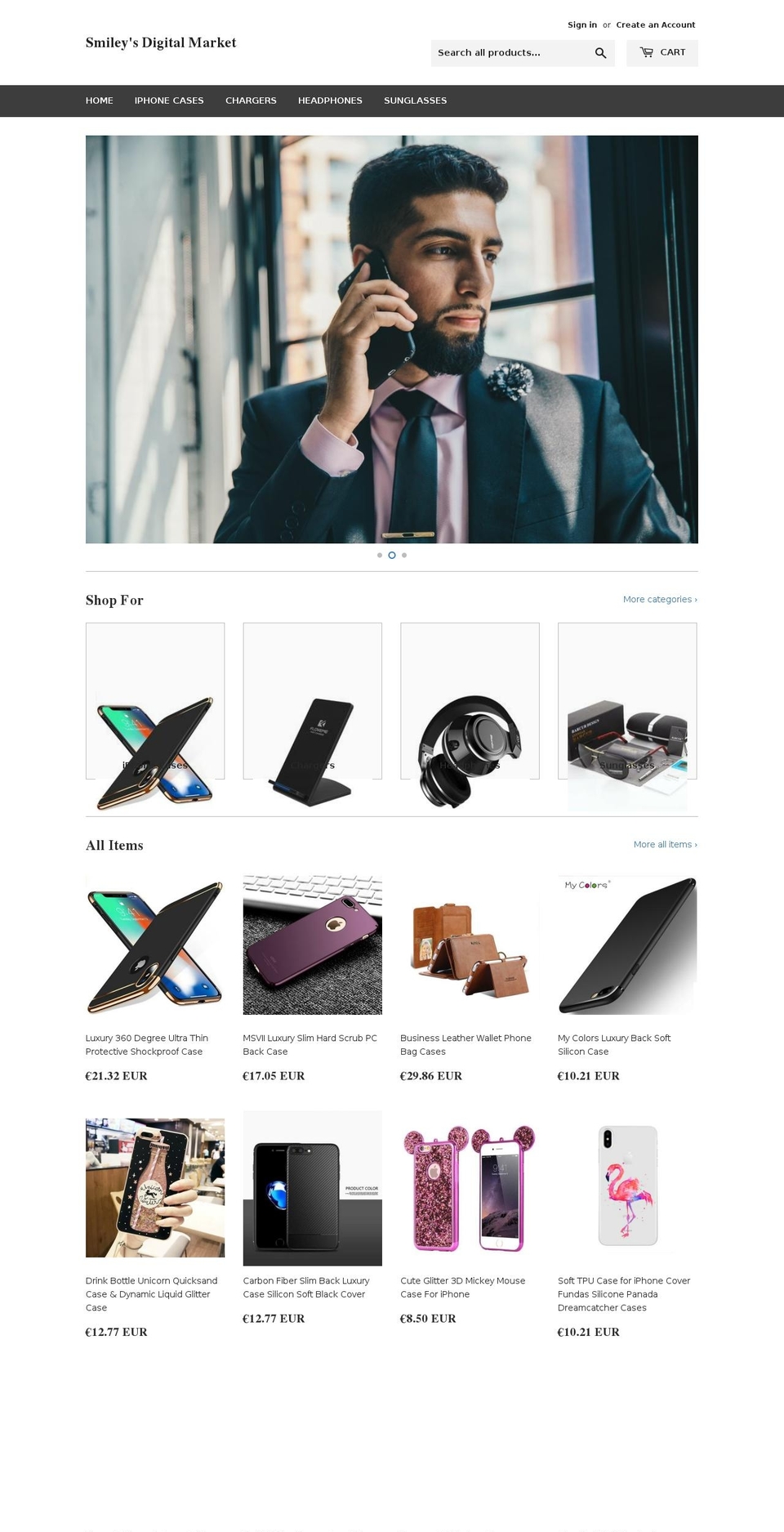 smileysdigitalmarket.com — Shopify storefront screenshot