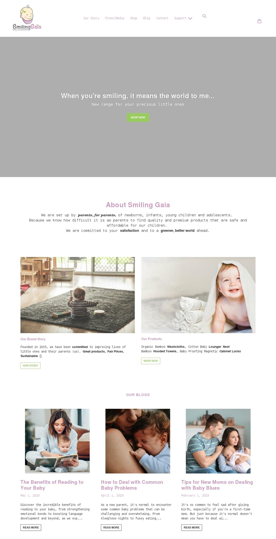 smilinggaia.com shopify website screenshot