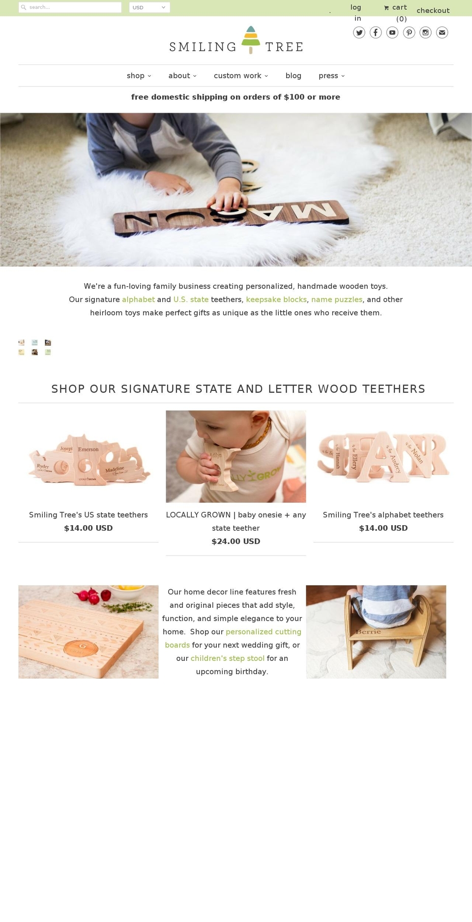smilingtreetoys.com shopify website screenshot