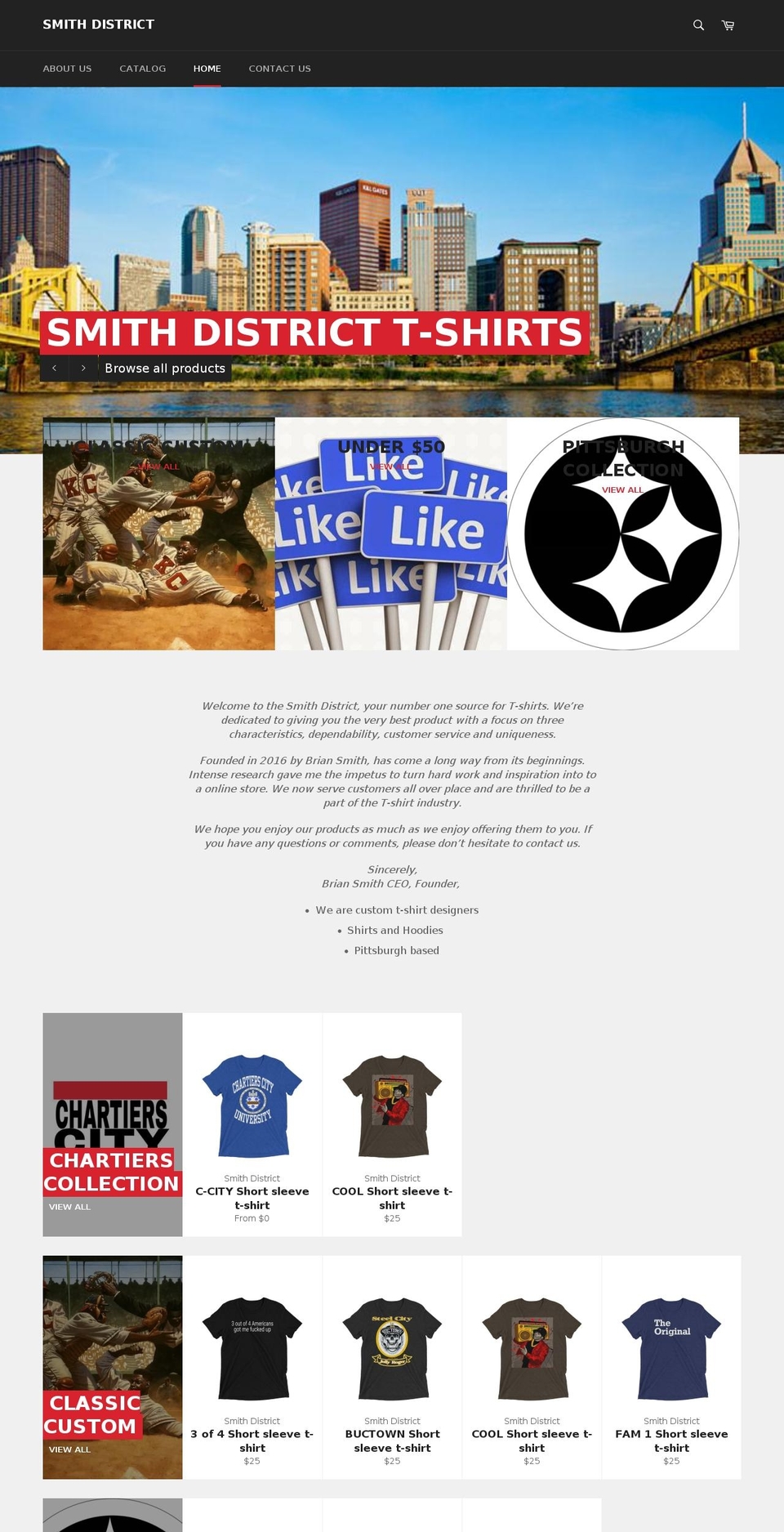 smith-district-tshirts.com shopify website screenshot