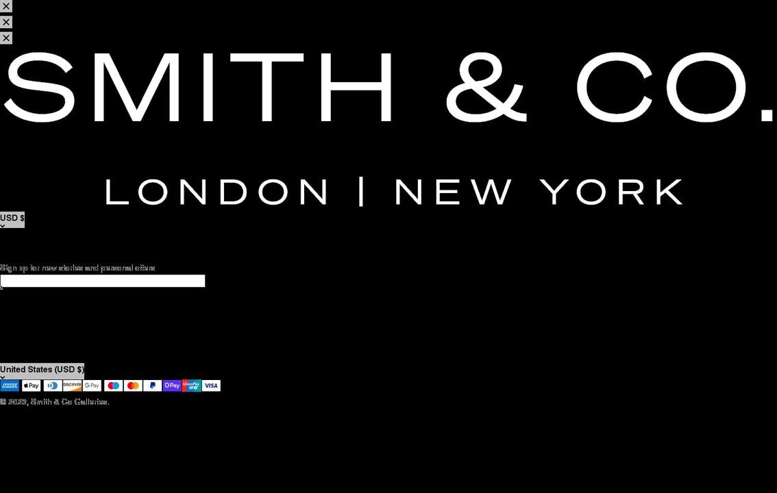 smithandcogalleries.com shopify website screenshot