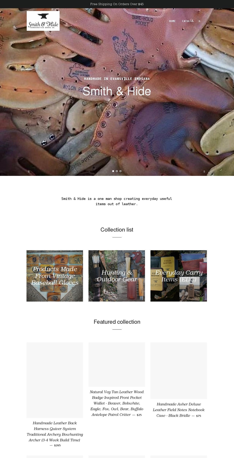 smithandhide.com shopify website screenshot