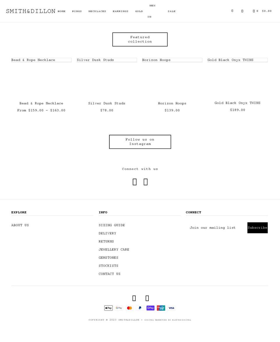 smithandillon.com shopify website screenshot