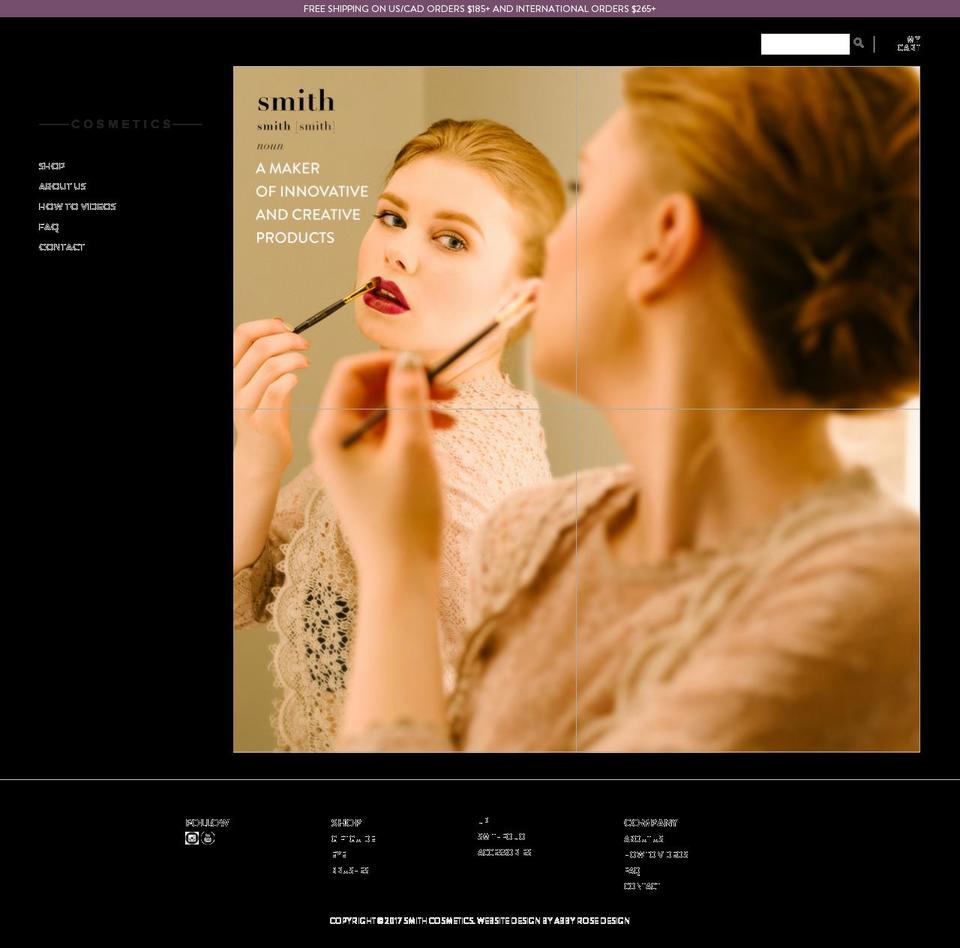 smithcosmetics.com shopify website screenshot