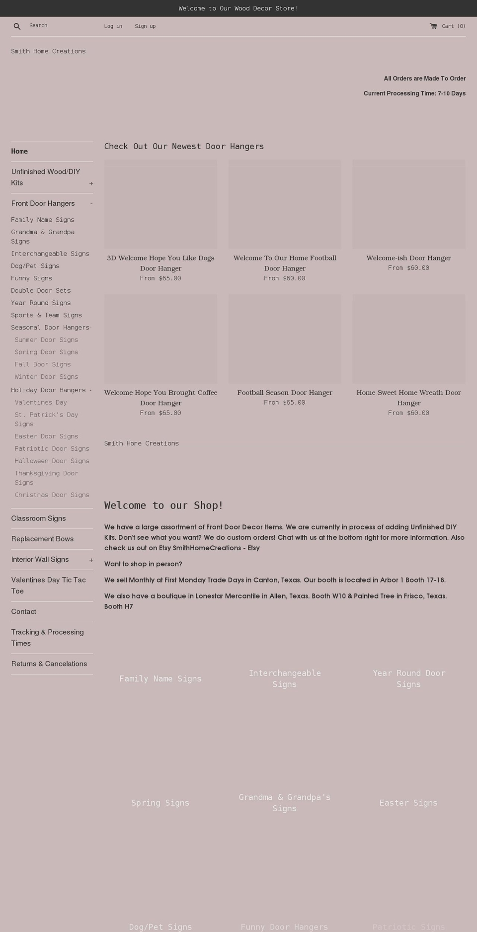 smithhomecreations.com shopify website screenshot