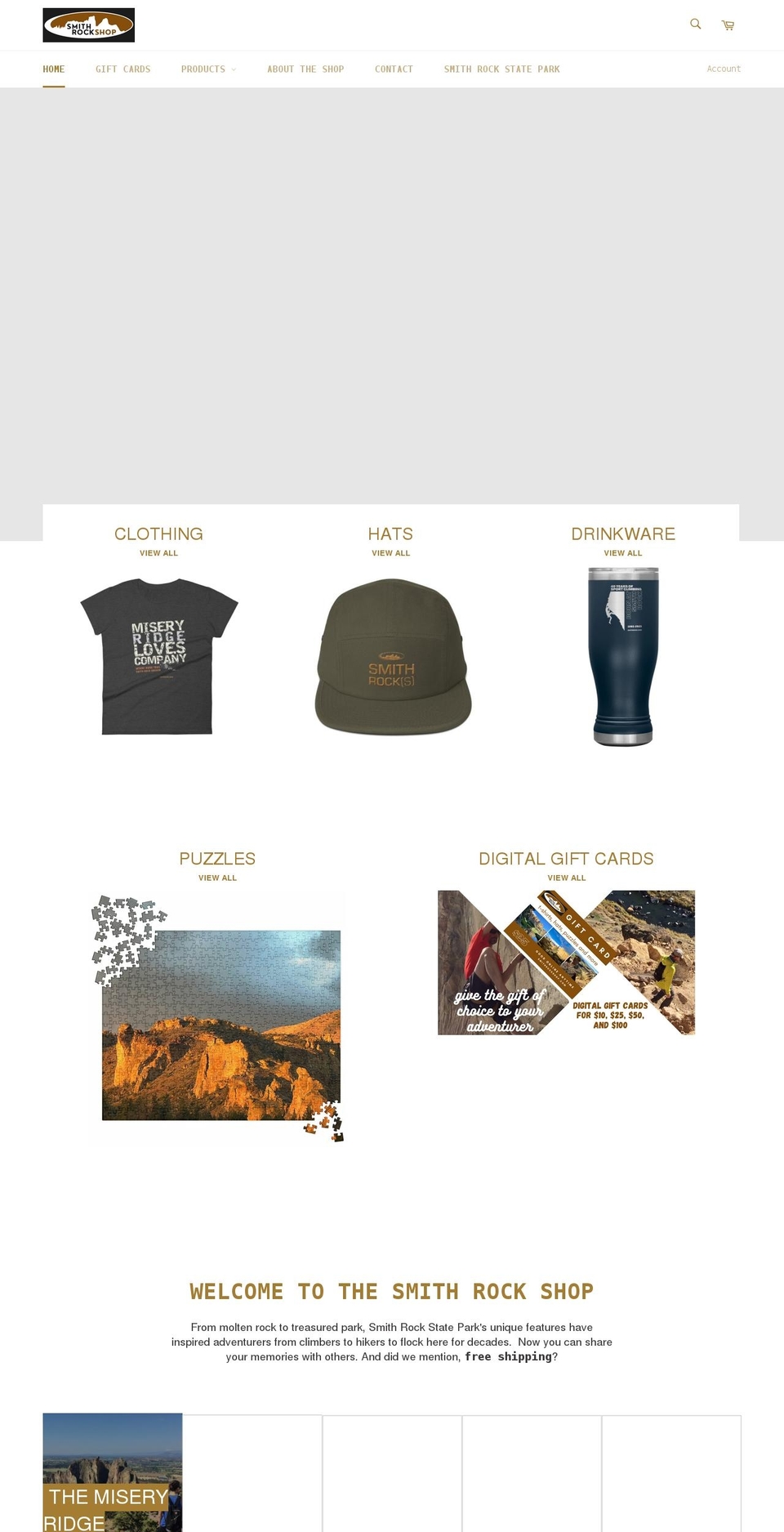 smithrockshop.com shopify website screenshot