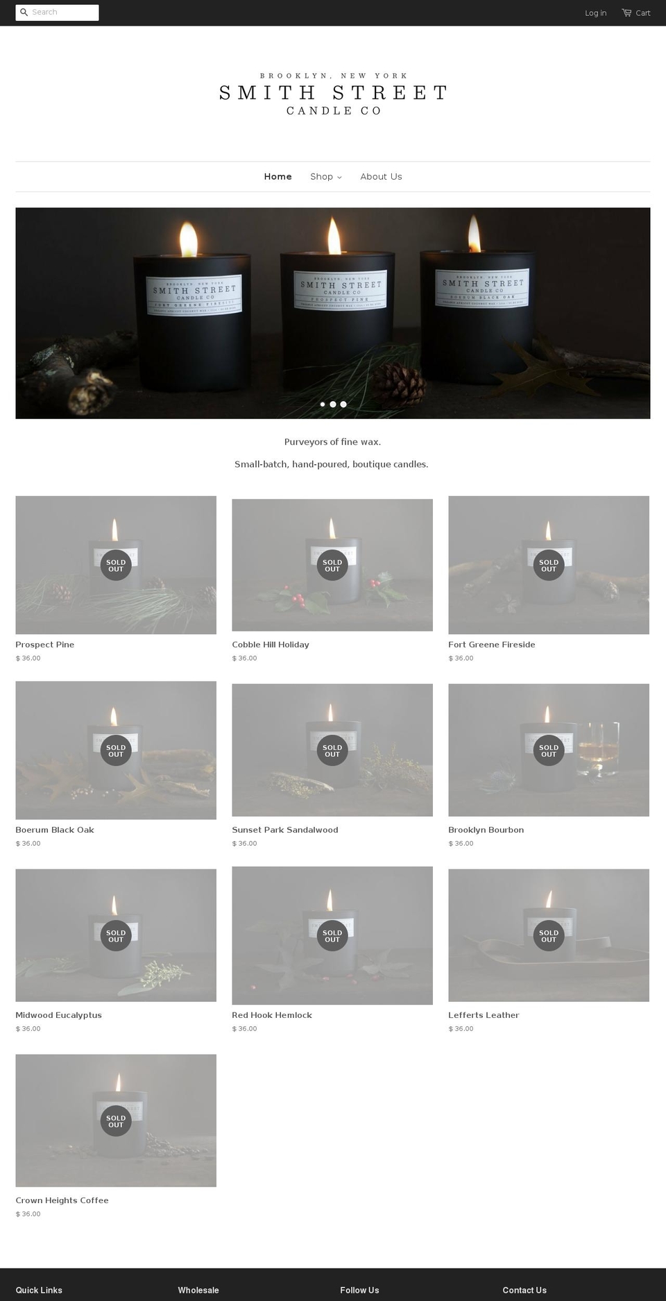 smithstreetcandlecompany.com — Shopify storefront screenshot