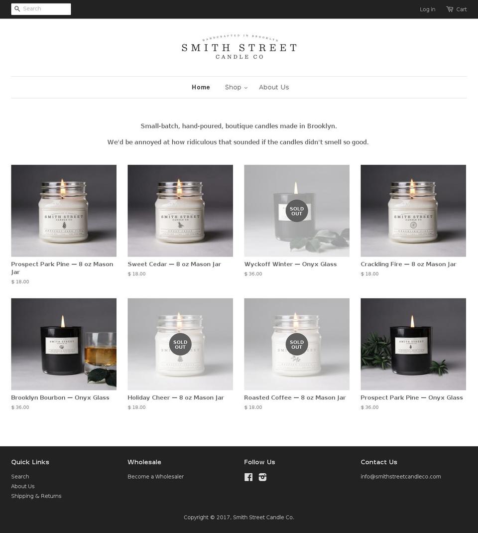 smithstreetcandles.com shopify website screenshot
