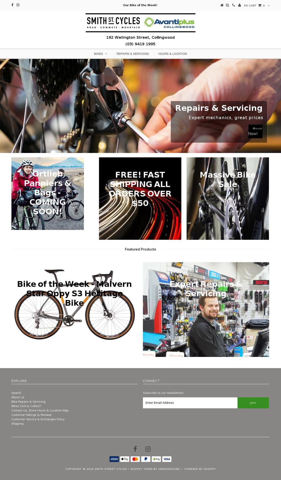 smithstreetcycles.com.au shopify website screenshot