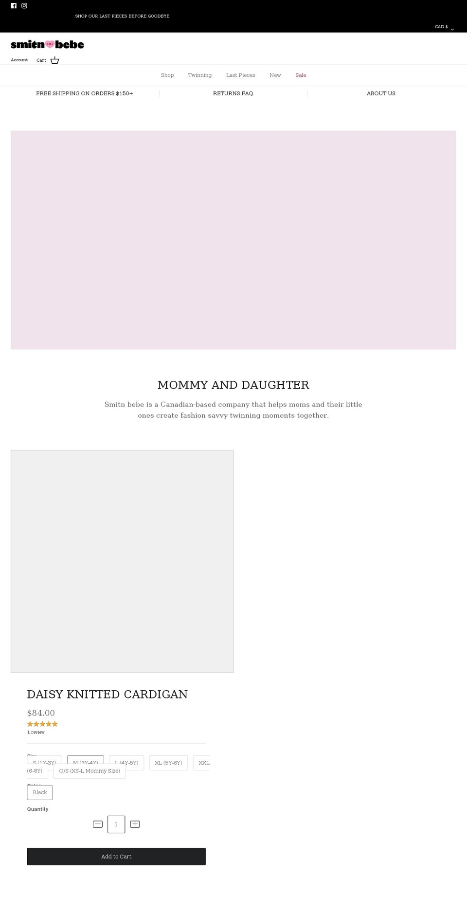 smitnbebe.com shopify website screenshot