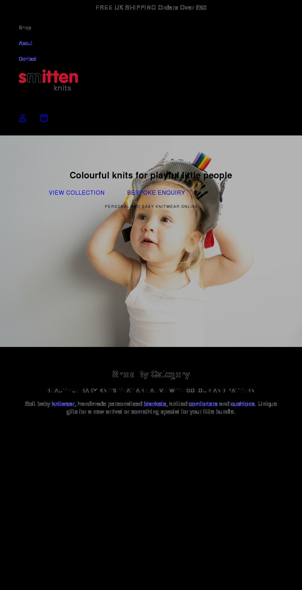 smittenknits.co.uk shopify website screenshot
