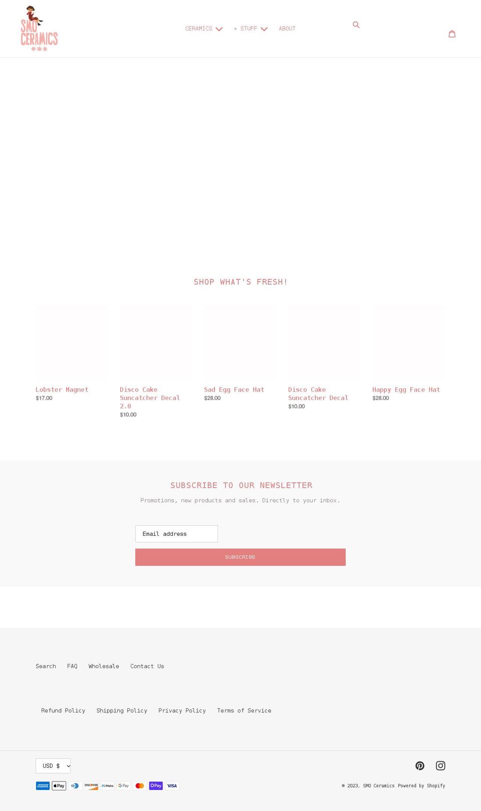 smoceramics.com shopify website screenshot