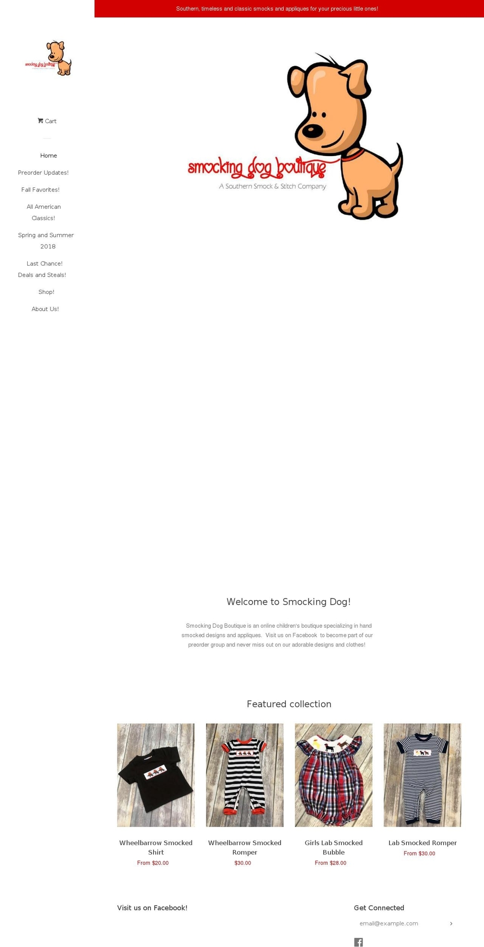 smockingdogboutique.com — Shopify storefront screenshot