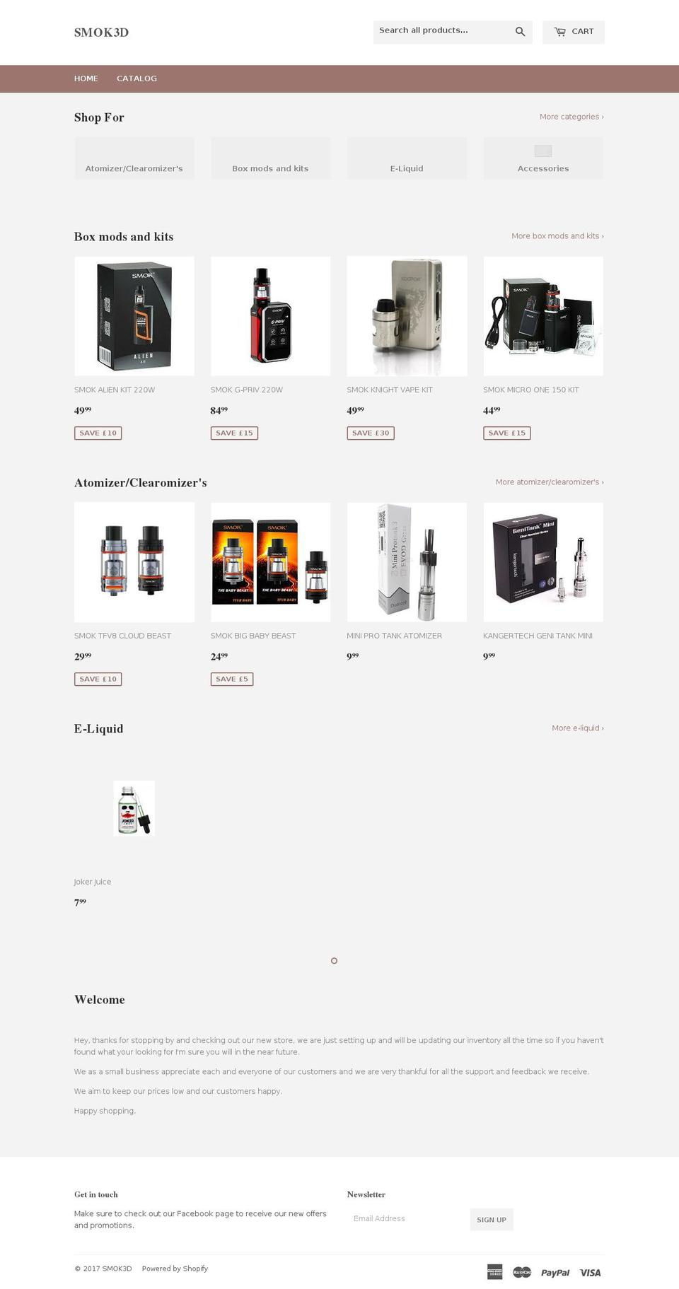 smok3d.com shopify website screenshot