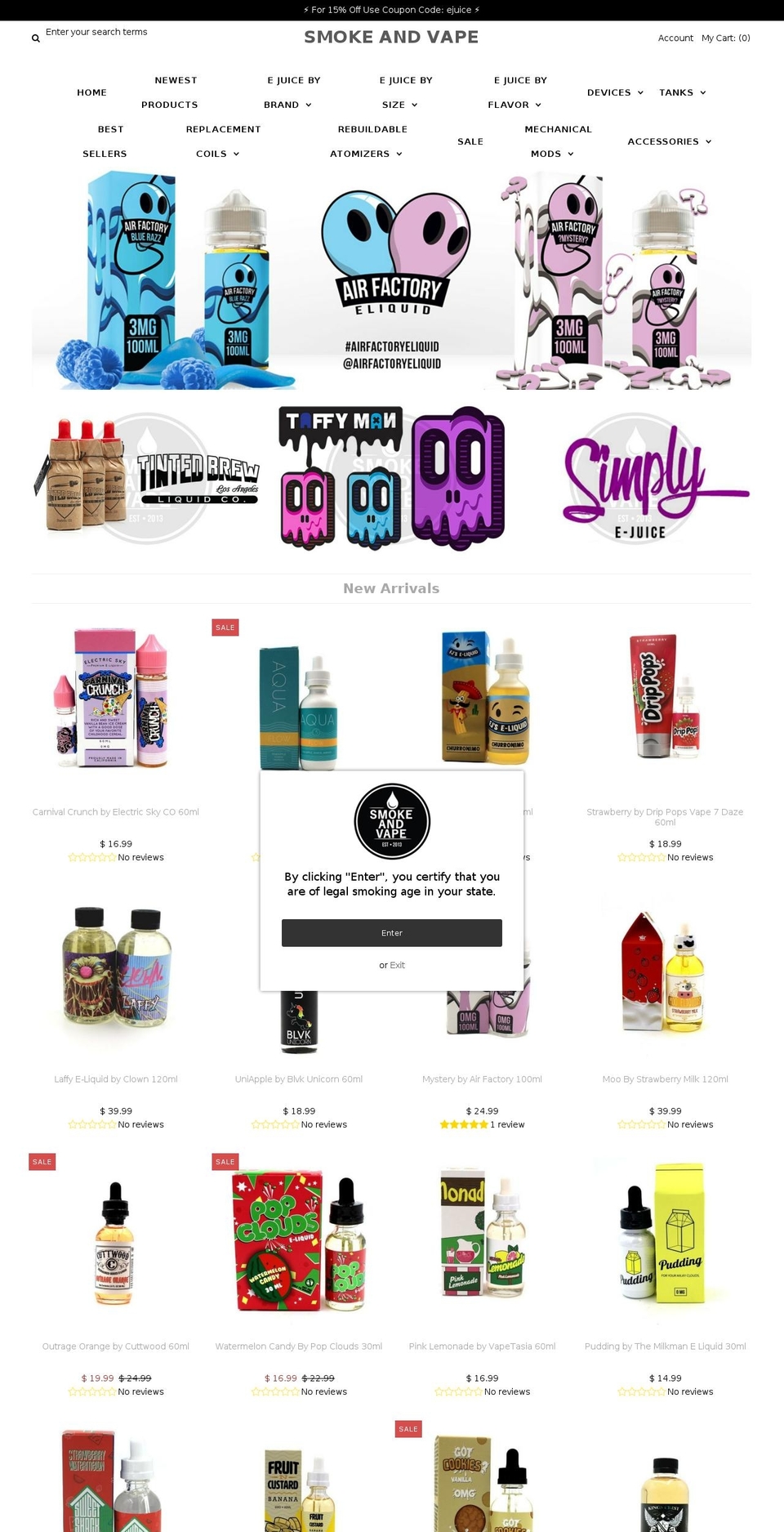 smoke-and-vape.myshopify.com shopify website screenshot