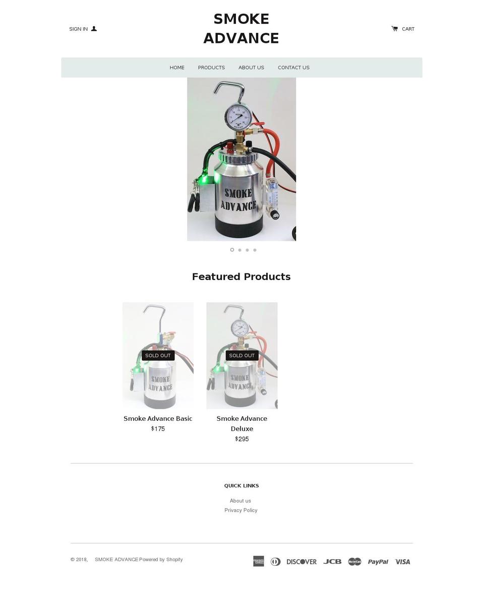 smokeadvance.com shopify website screenshot