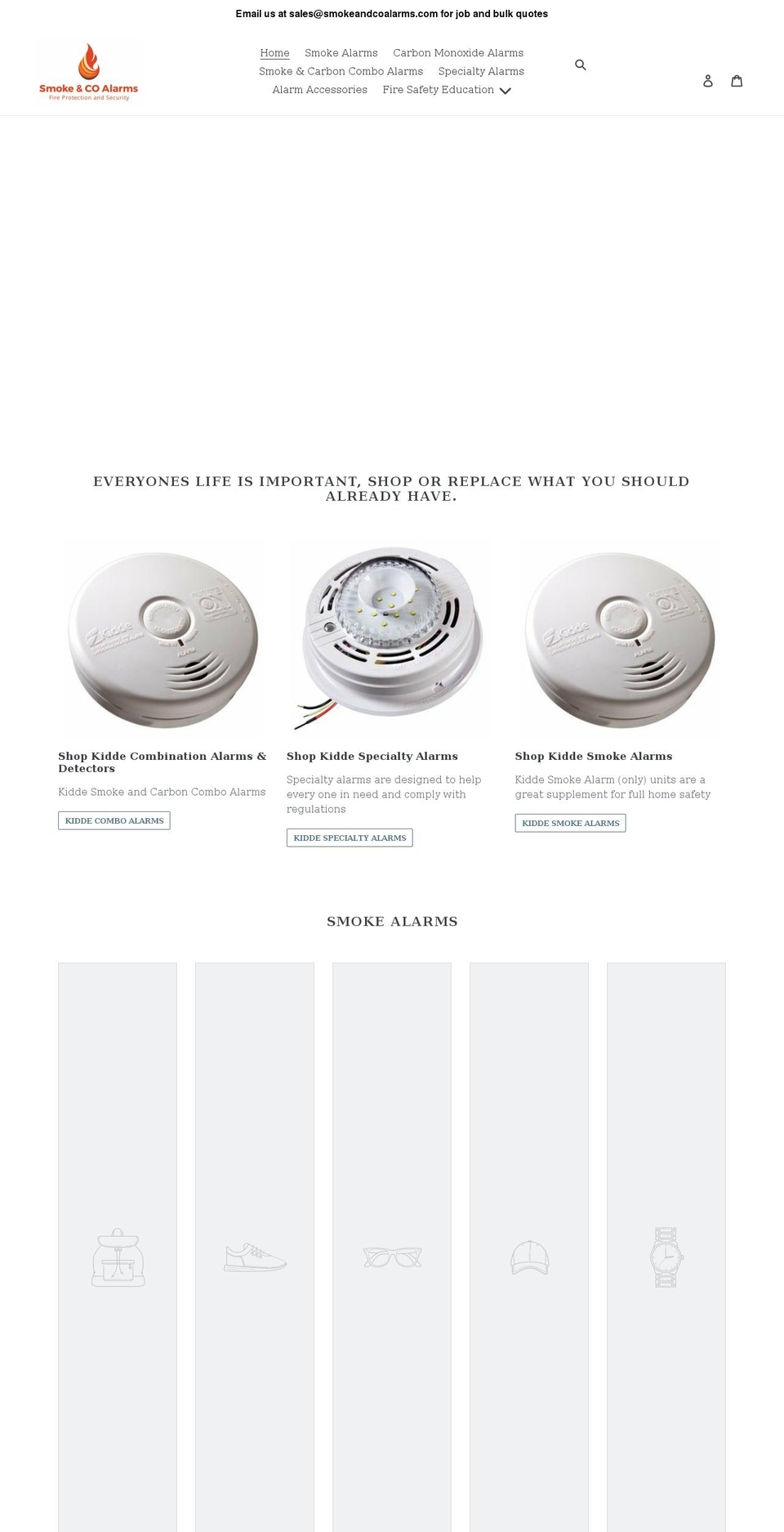 smokeandcoalarms.com shopify website screenshot
