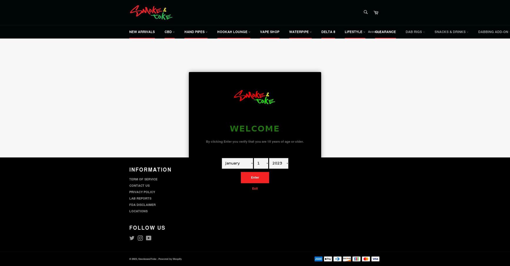 smokeandtokenow.com — Shopify storefront screenshot