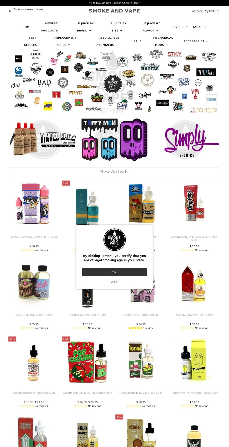 smokeandvape.com shopify website screenshot