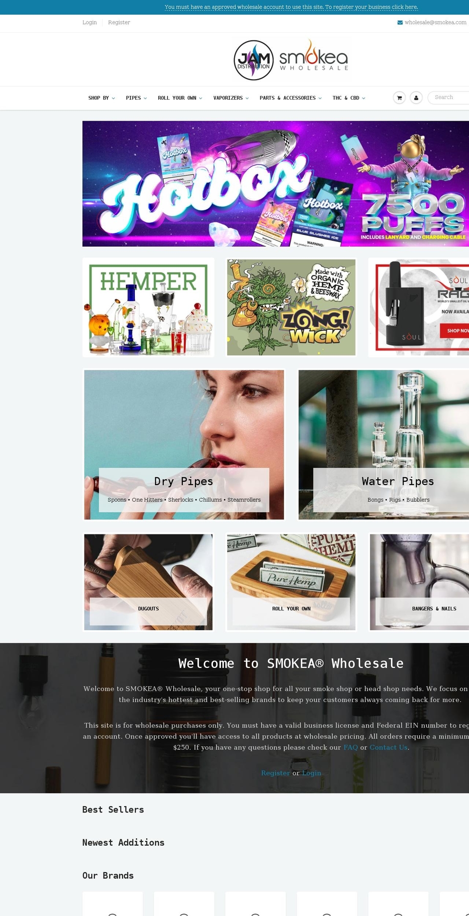 smokeawholesale.com shopify website screenshot