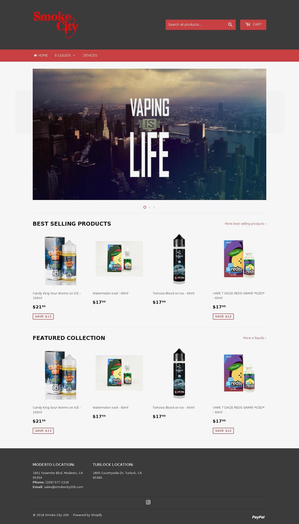 smokecity209.com — Shopify storefront screenshot