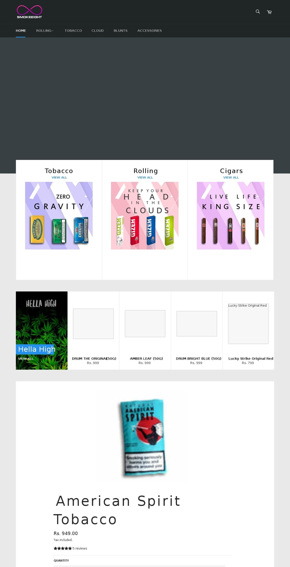 smokeeight.com shopify website screenshot