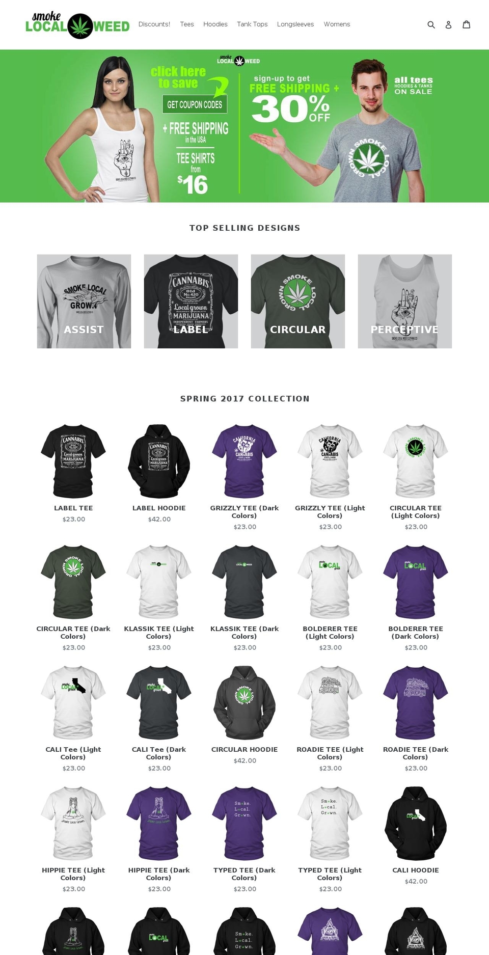 smokelocalgrown.com — Shopify storefront screenshot