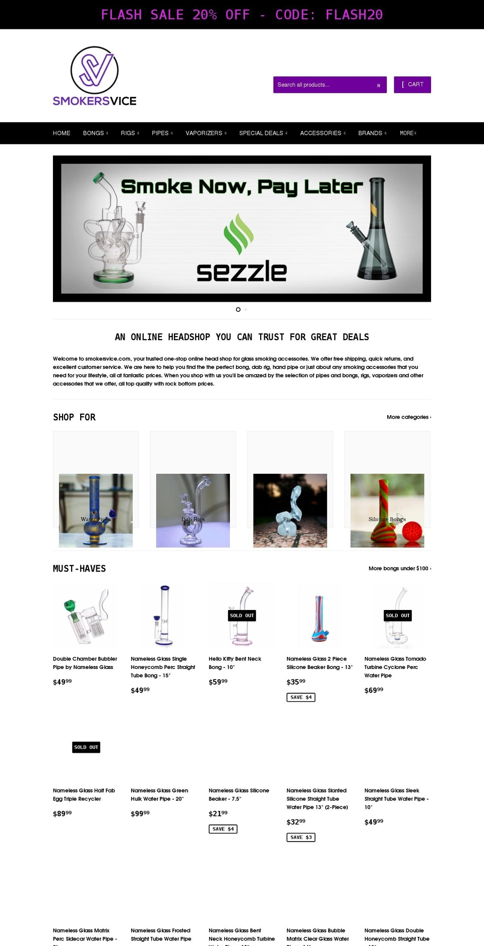smokersvice.com shopify website screenshot