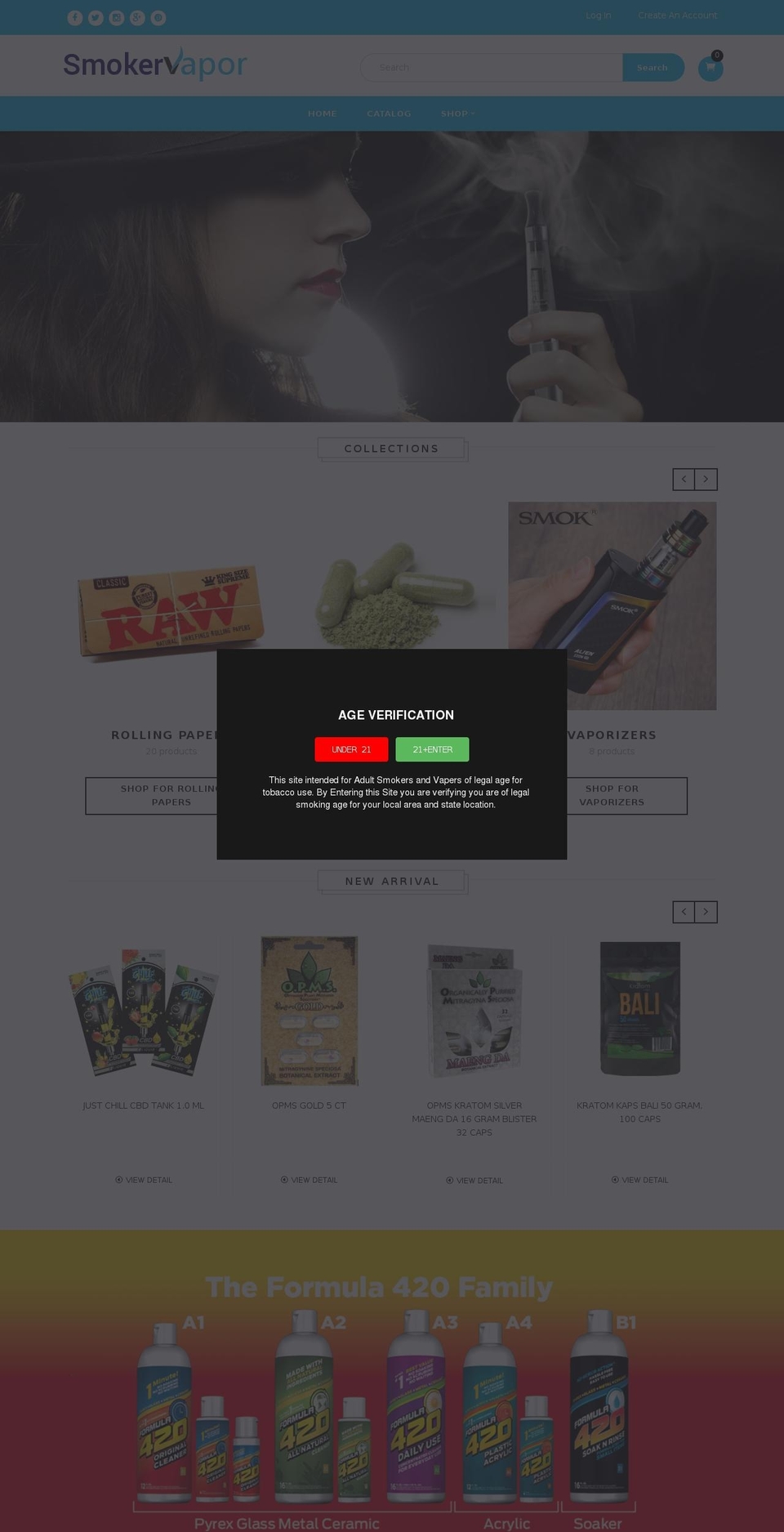smokervapor.com shopify website screenshot