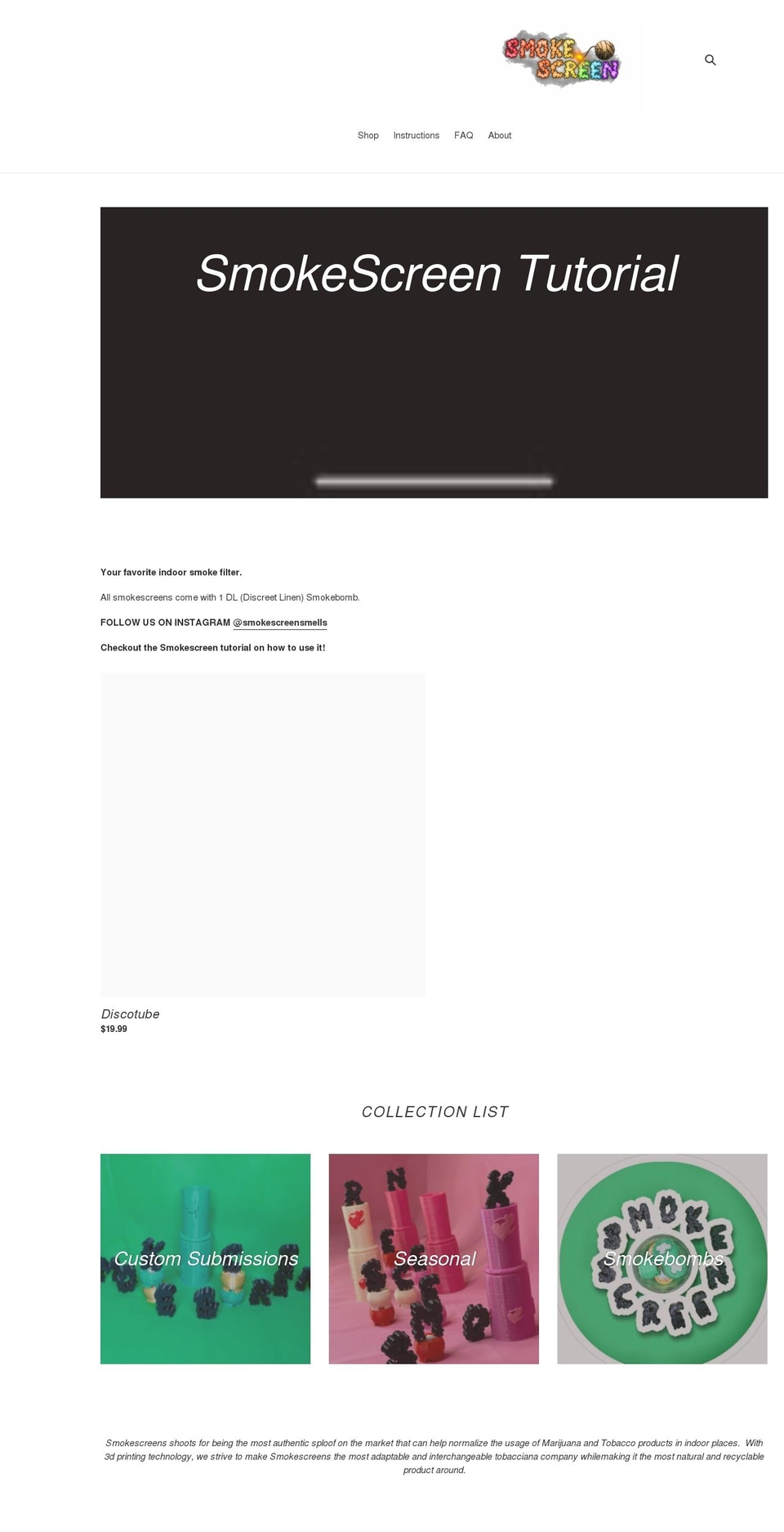 smokescreensmells.com shopify website screenshot