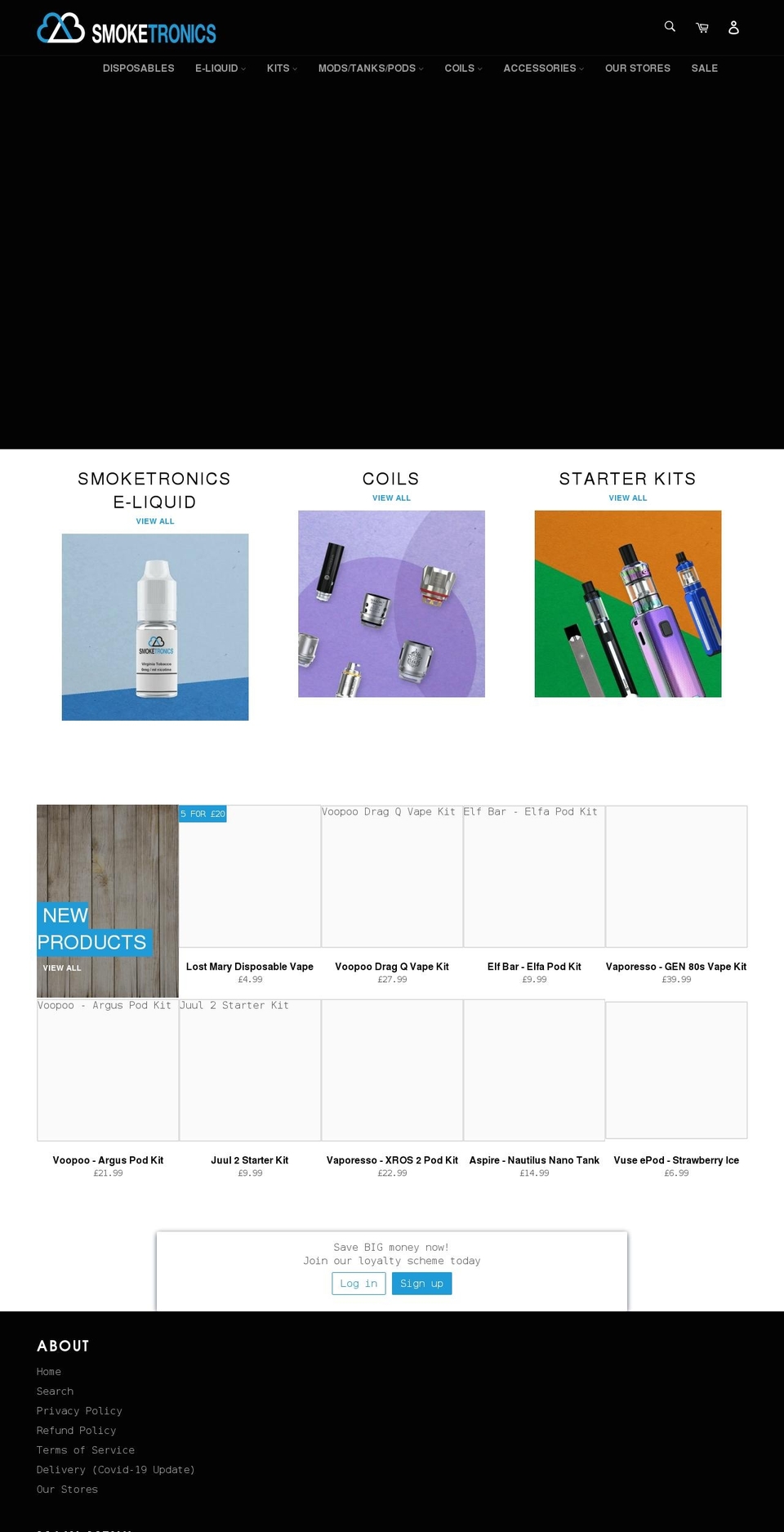 smoketronics.co.uk shopify website screenshot
