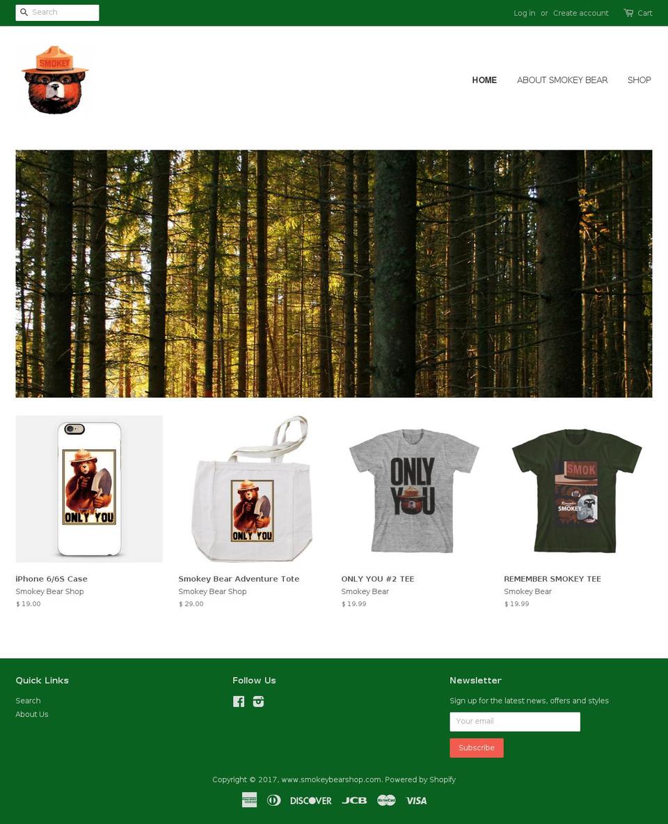 smokeybearshop.com shopify website screenshot