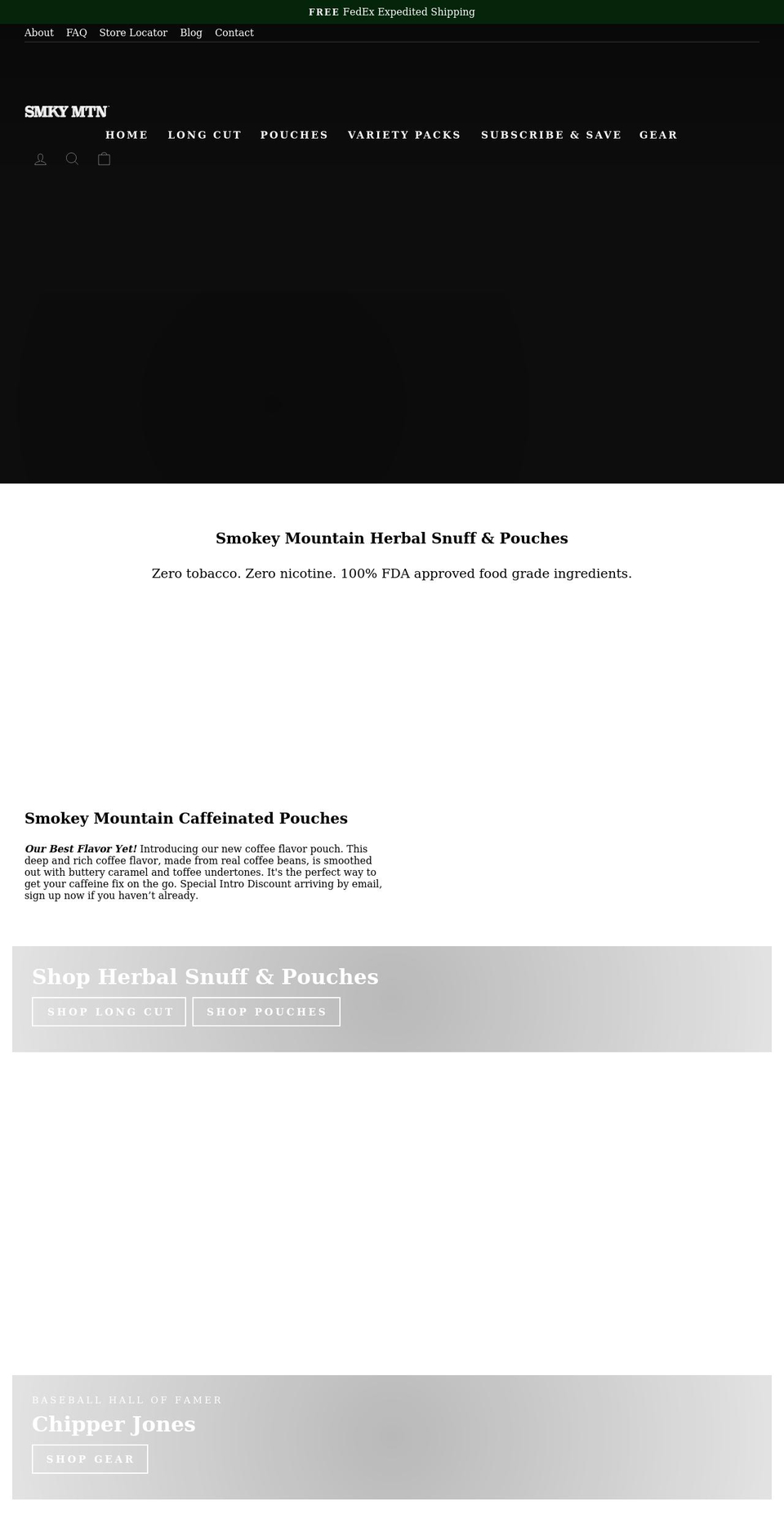 smokeysnuff.com shopify website screenshot