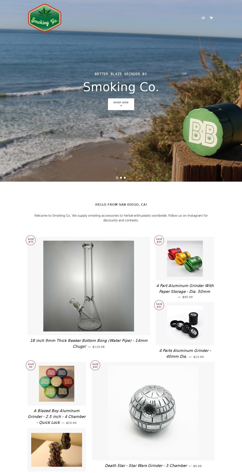 smokingco.com shopify website screenshot
