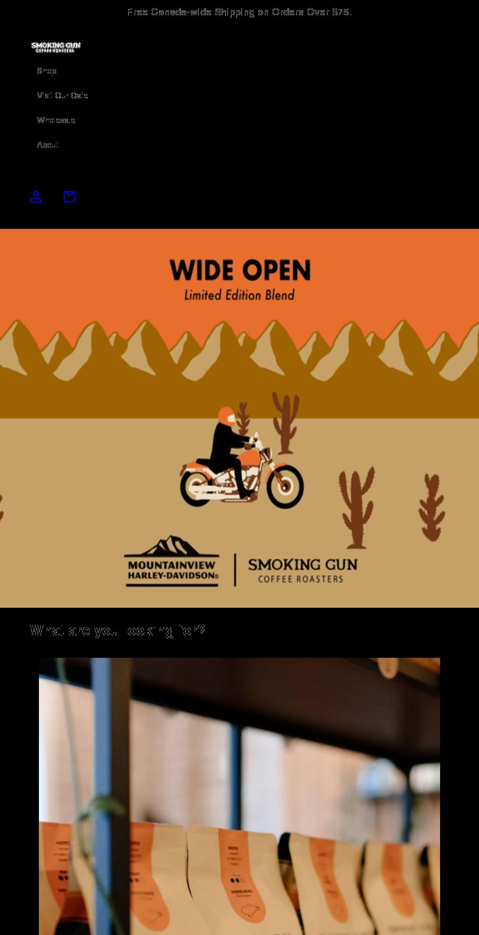 smokingguncoffee.com shopify website screenshot