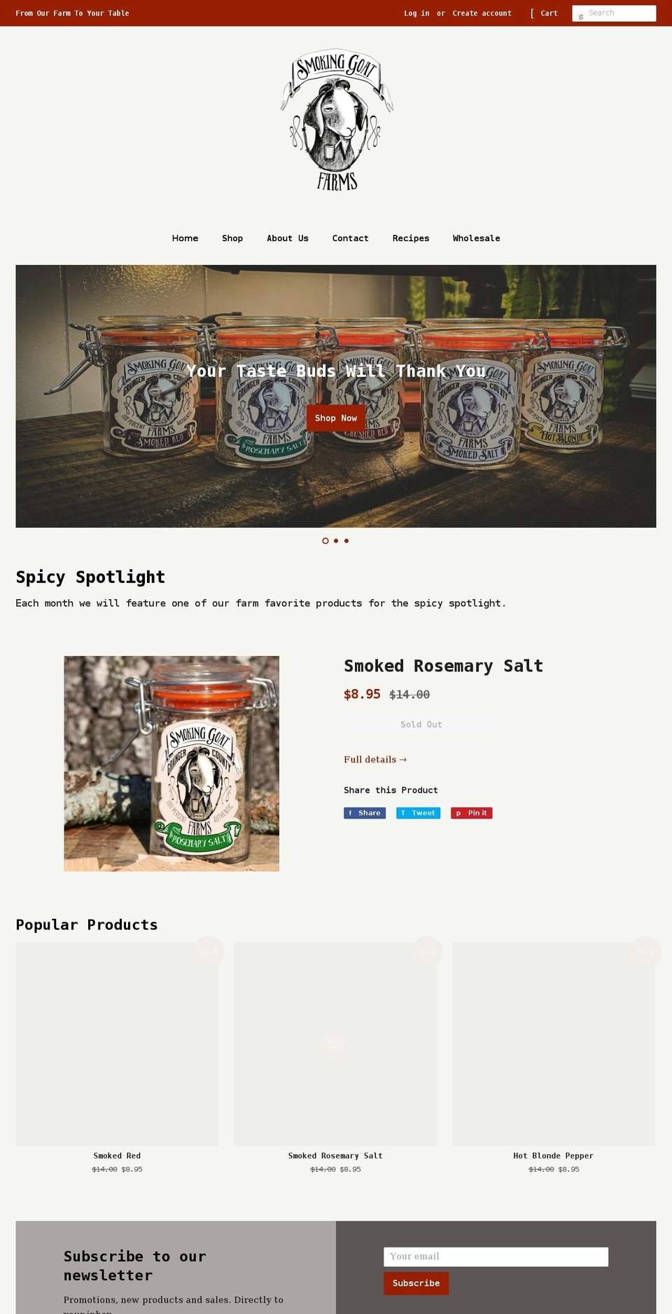 smokingoatfarms.com shopify website screenshot
