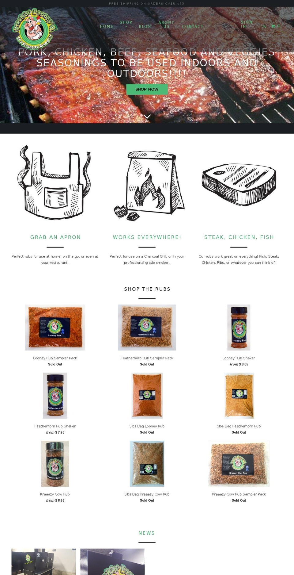 smokinlooneyqstore.com — Shopify storefront screenshot