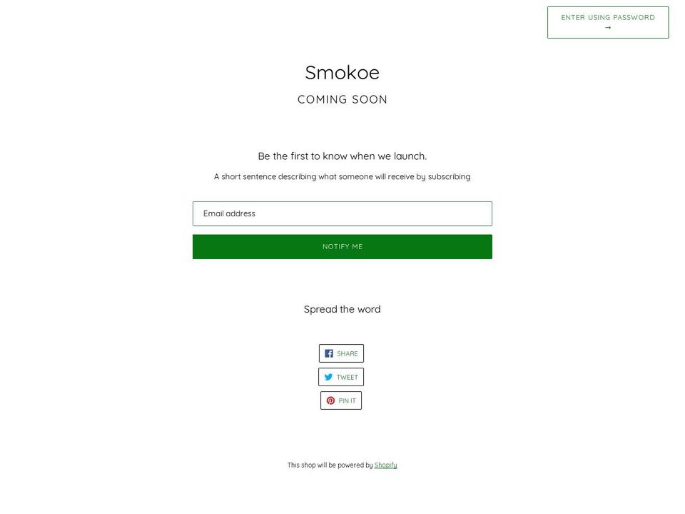 smokoe.com shopify website screenshot