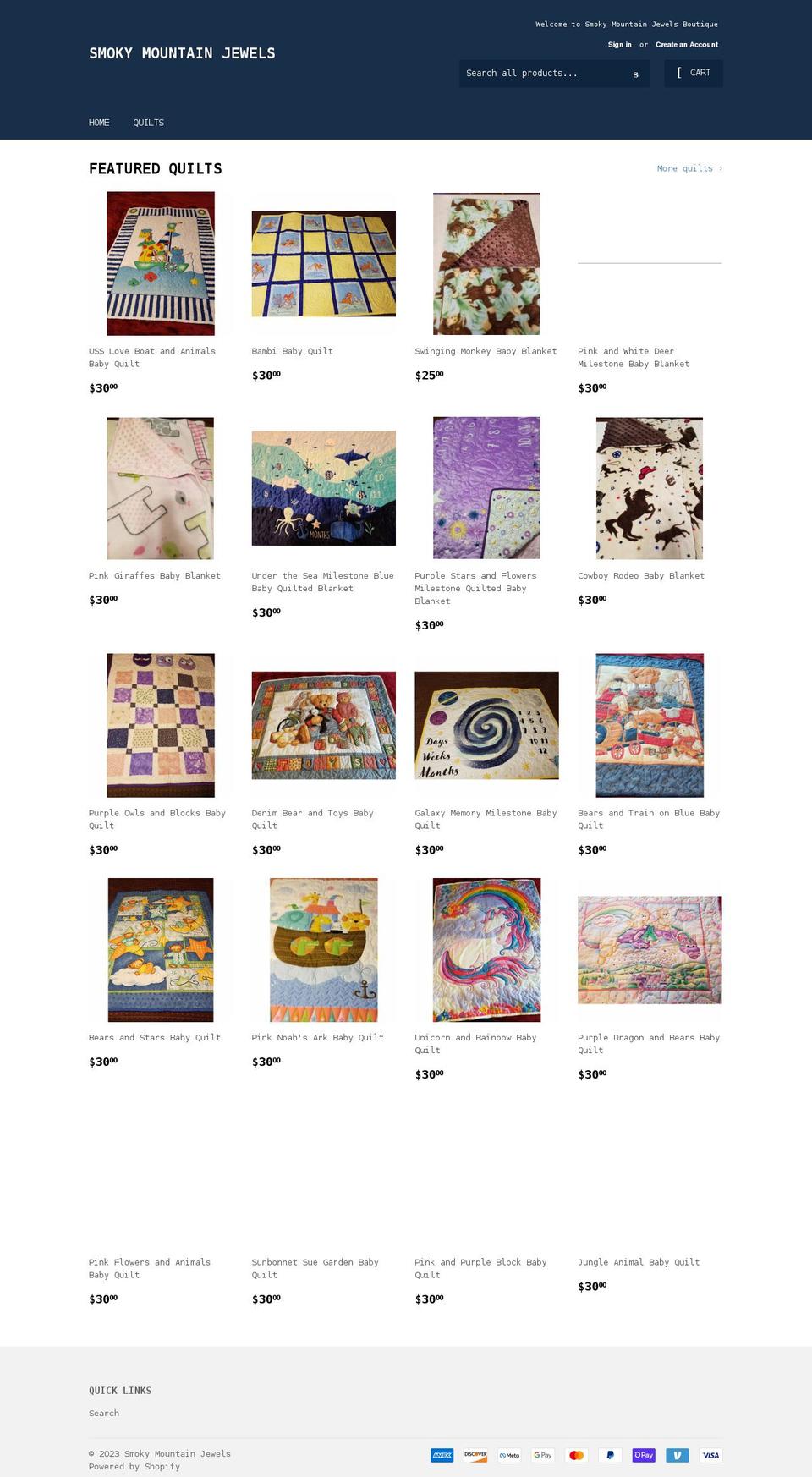 smokymountainjewels.com shopify website screenshot