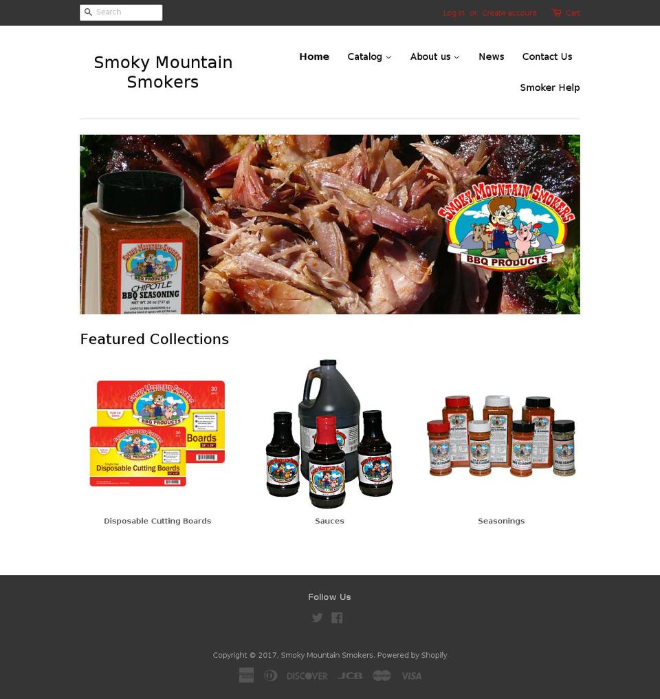 smokymountainsmokers.net shopify website screenshot