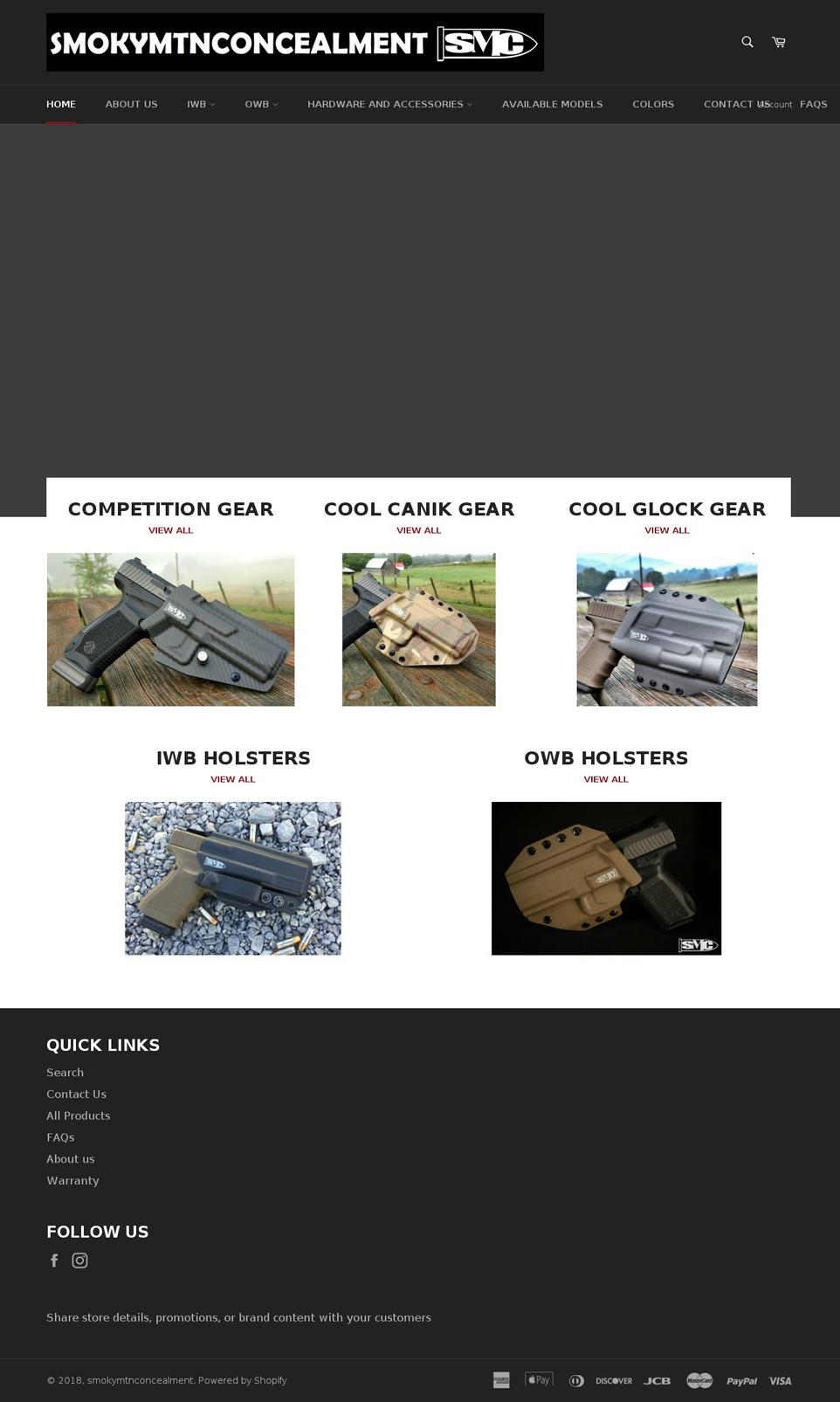 smokymtnholsters.com shopify website screenshot