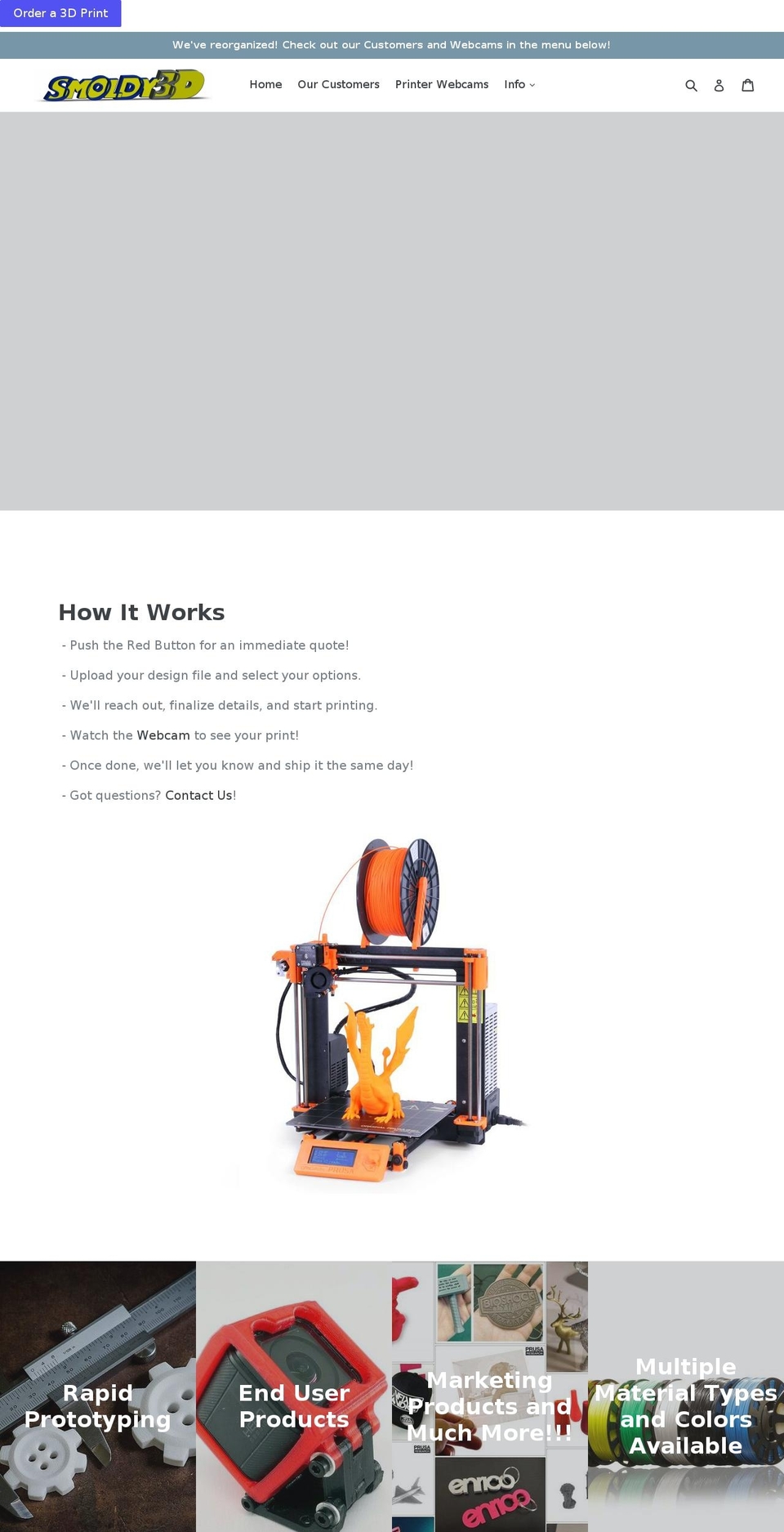 smoldy3d.com shopify website screenshot